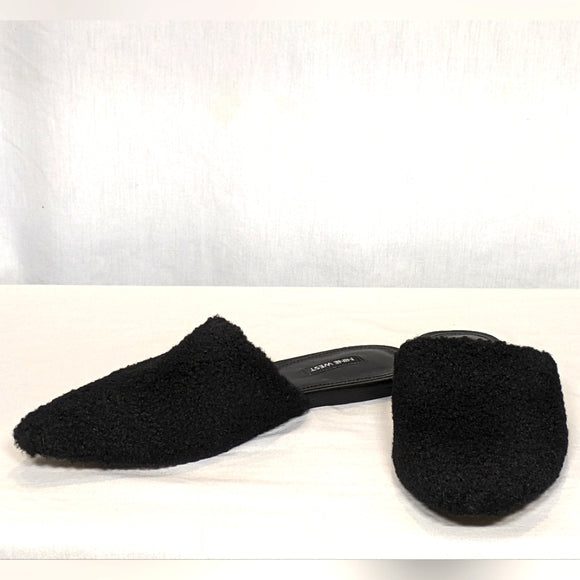 Nine West Womens Furzy 2 Pointy Toe Mules Slipper Slide sz 9.5 black SEXY!