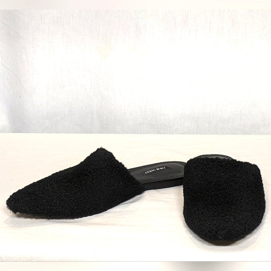 Nine West Womens Furzy 2 Pointy Toe Mules Slipper Slide sz 9.5 black SEXY!