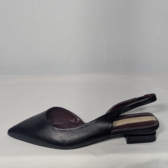 NEW Franco Sarto Womens Tyra Leather Slingback Block Heel sz 7.5 black
