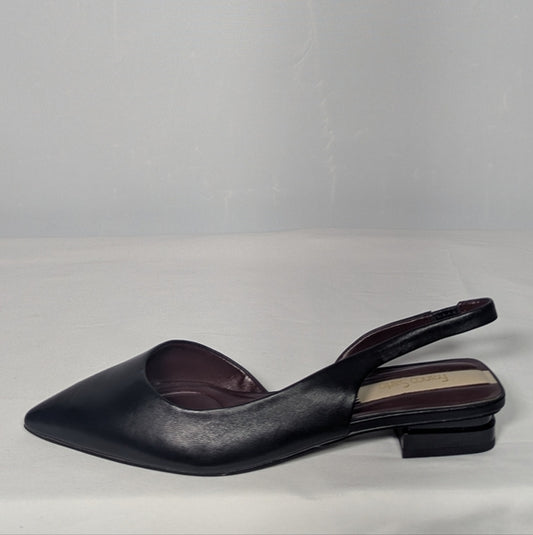 NEW Franco Sarto Womens Tyra Leather Slingback Block Heel sz 7.5 black