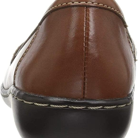 NEW Clarks Womens Ashland Leather Bubble Loafer Sz 8 wide brown