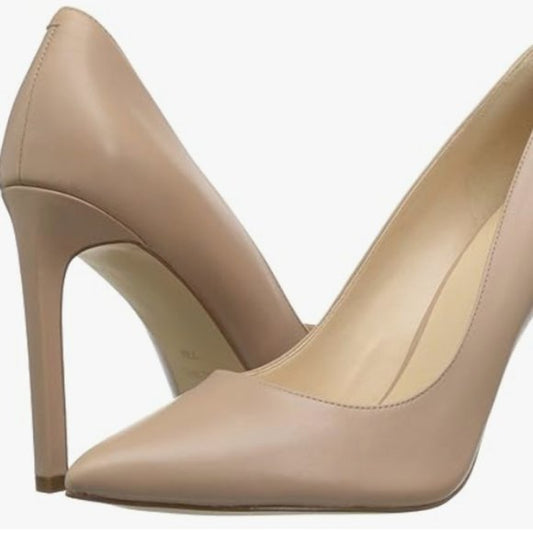 NEW NINE WEST Womens Tatiana Pointy Toe Pump Leather barely nude sz 6.5