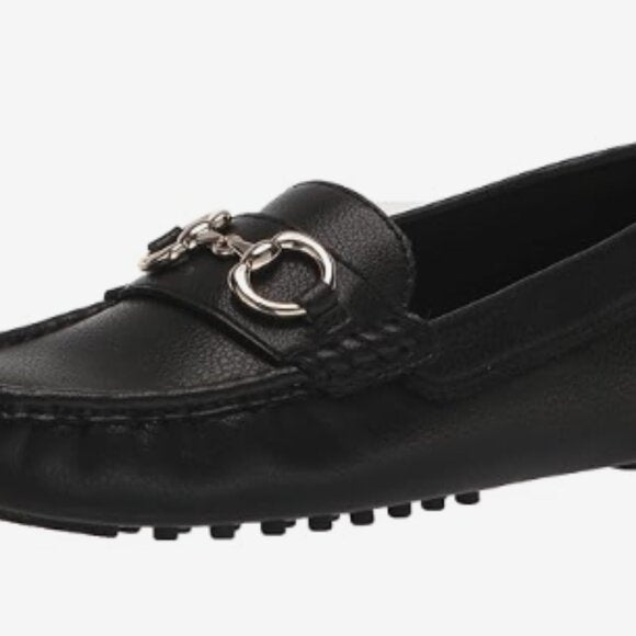 NEW Anne Klein Womens Chrystie Leather Driving Style Loafer Sz 9.5 black
