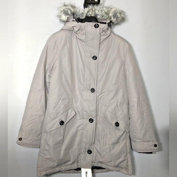 NEW Wantdo Womens Waterproof Warm Long Puffer Winter Coat with Fur Hood M grey