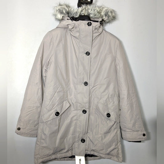 NEW Wantdo Womens Waterproof Warm Long Puffer Winter Coat with Fur Hood M grey