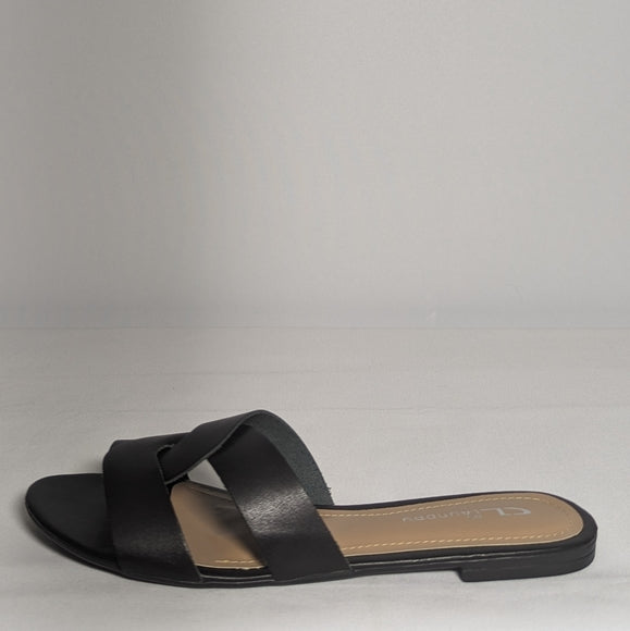 NEW CL by Laundry Womens Leather Anita sandal black Sz 9