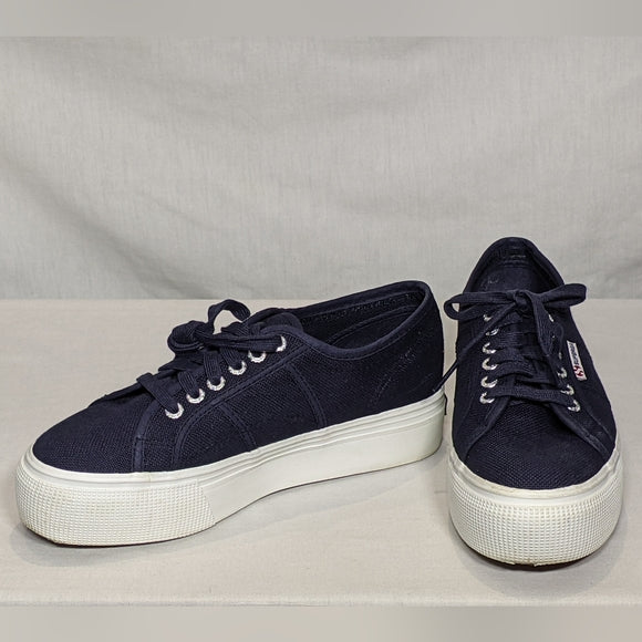 NEW Superga Womens 2790a COTW Fashion Linea Up & Down Italy Navy 7.5 Wide